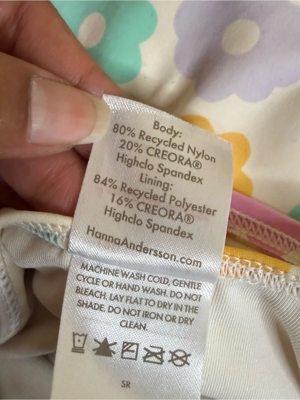 Hanna Andersson Pastel Retro Floral Pattern Cream Swimsuit